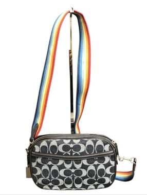 Coach Jamie Denim Camera Bag With Rainbow Strap
